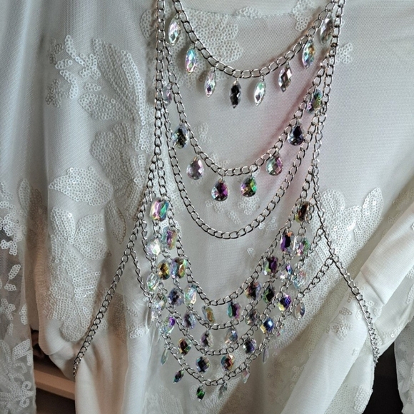 Aurora Borealis Rainbow Rhinestone C Bling Top Southern Fried Chics Bout… - Picture 4 of 7